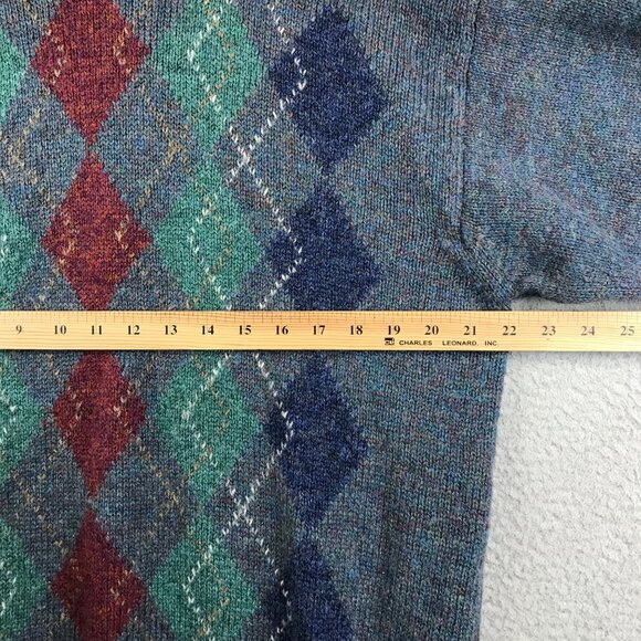 Vintage Pitlochry Made in Scotland Wool Argyle sweater Size L - Picture 4 of 8